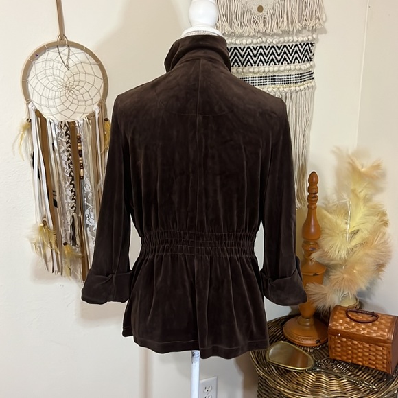 Charter Club Brown Velour Jacket with Gold Hardware andAdjustable Sleeves/Medium - Picture 5 of 7